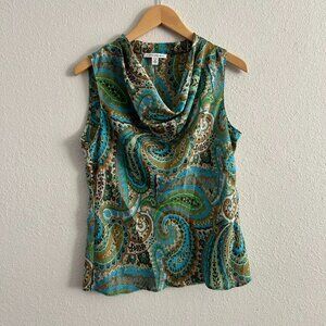 Banana Republic Petite Medium, Multicolored Paisley Sleeveless Blouse